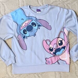 Disney Light Blue and Pink Stitch & Angel sweatshirt